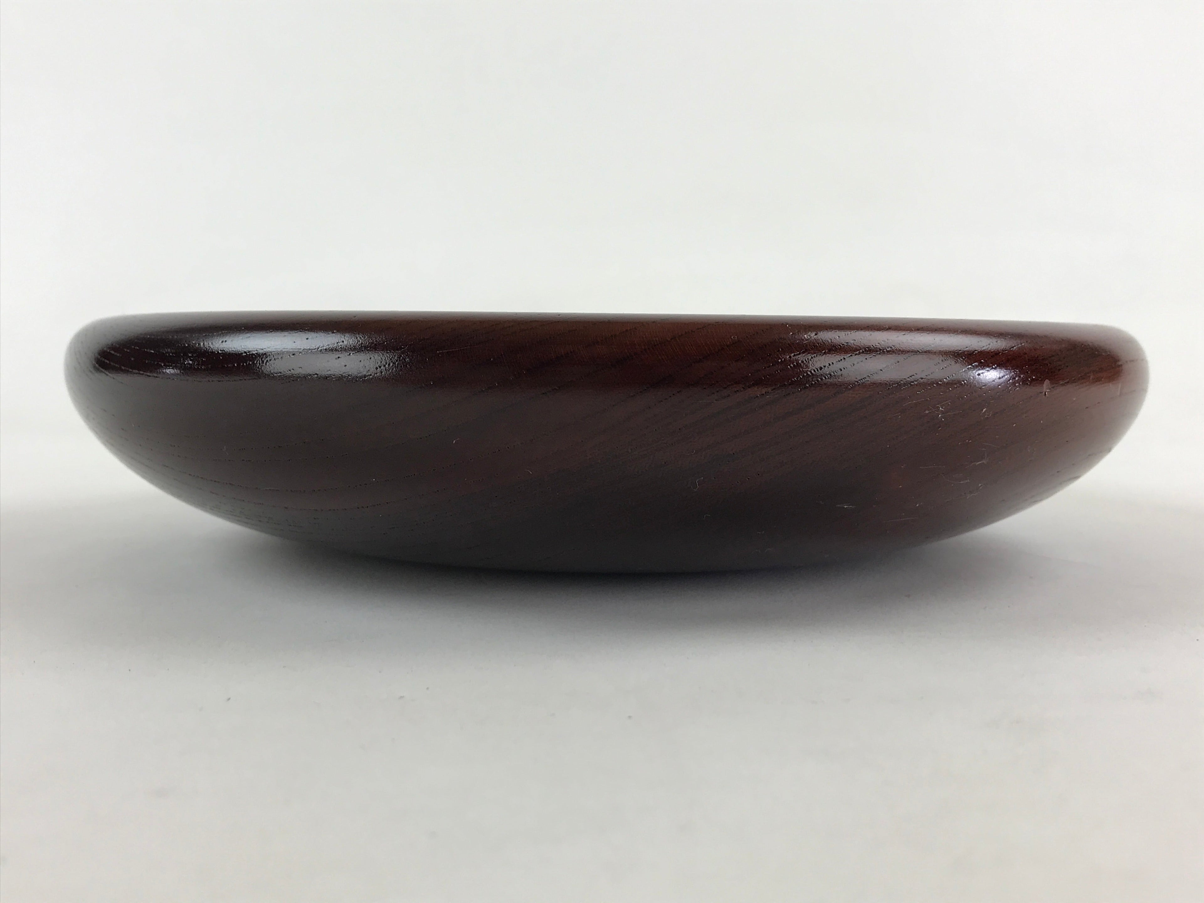 Japanese Wooden Snack Bowl Vtg Serving Kashiki Simple Dark Brown Round UR895