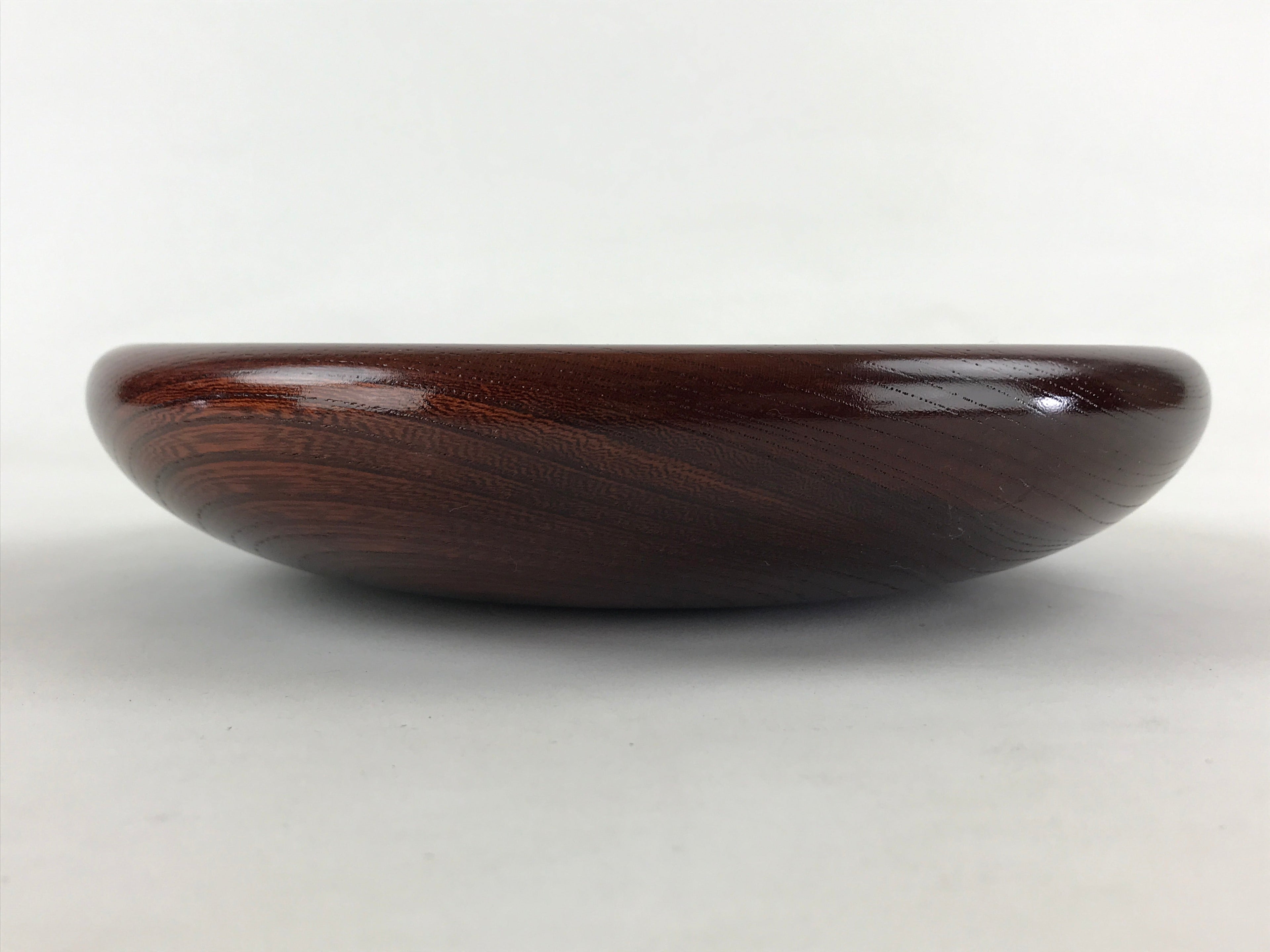 Japanese Wooden Snack Bowl Vtg Serving Kashiki Simple Dark Brown Round UR895