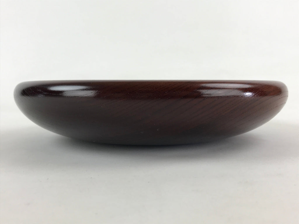 Japanese Wooden Snack Bowl Vtg Serving Kashiki Simple Dark Brown Round UR895