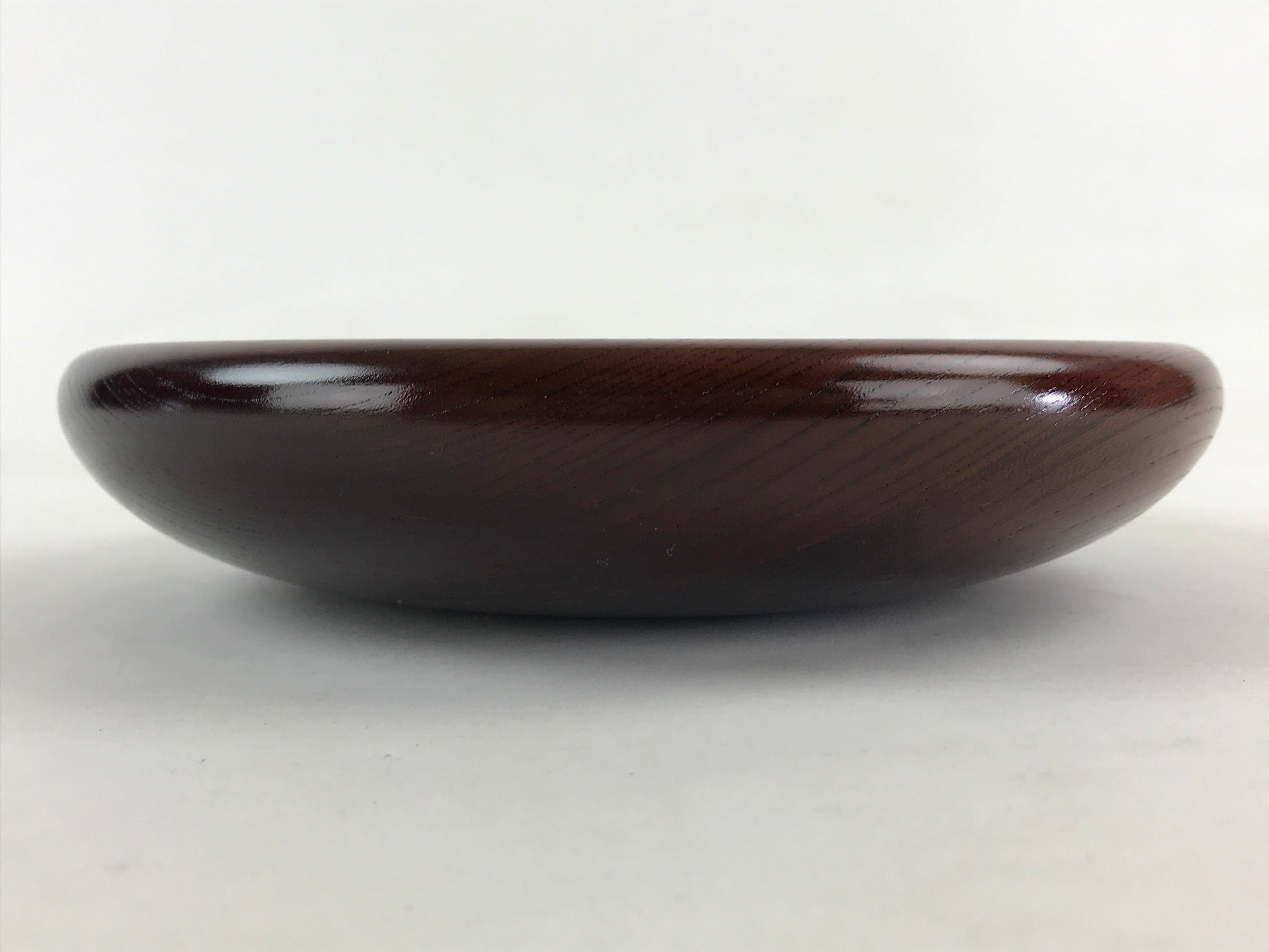 Japanese Wooden Snack Bowl Vtg Serving Kashiki Simple Dark Brown Round UR895