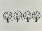 Japanese Wooden Stamp Hanko Inkan Vtg Metal Cherry Blossom Trees HS161
