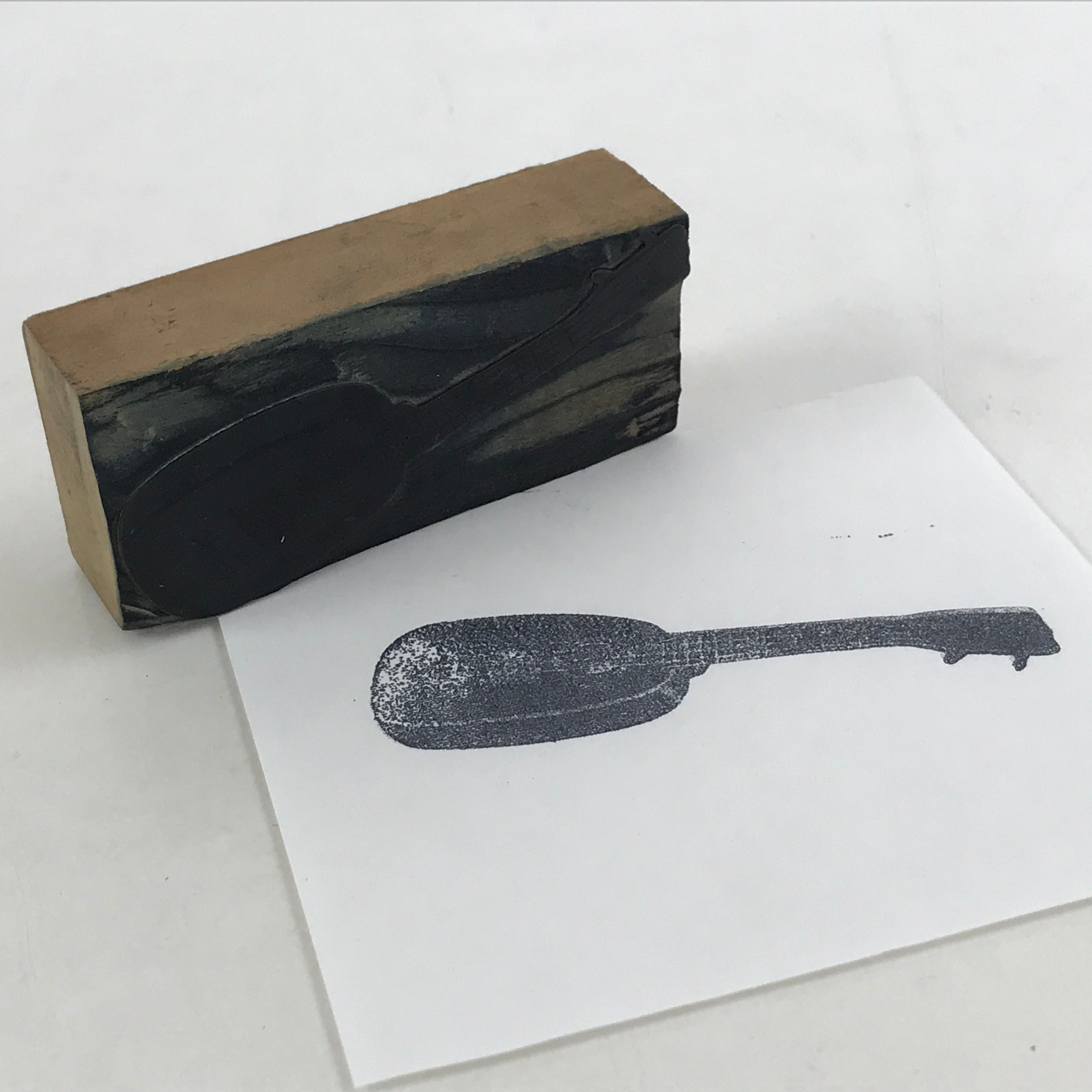 Japanese Wooden Stamp Hanko Inkan Vtg Metal Seal Guitar Illustration HS155