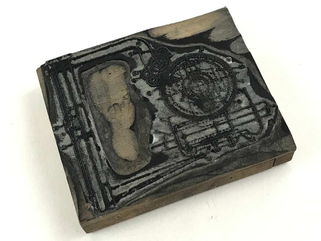 Japanese Wooden Stamp Hanko Inkan Vtg Metal Seal Machine Part Drawing HS142