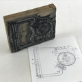 Japanese Wooden Stamp Hanko Inkan Vtg Metal Seal Machine Part Drawing HS142
