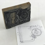 Japanese Wooden Stamp Hanko Inkan Vtg Metal Seal Machine Part Drawing HS142