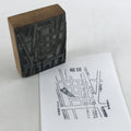 Japanese Wooden Stamp Hanko Inkan Vtg Metal Seal Nagoya Schematic Map HS141