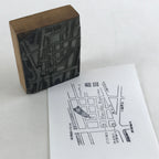 Japanese Wooden Stamp Hanko Inkan Vtg Metal Seal Nagoya Schematic Map HS141