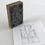 Japanese Wooden Stamp Hanko Inkan Vtg Metal Seal Nagoya Schematic Map HS145