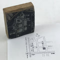 Japanese Wooden Stamp Hanko Inkan Vtg Metal Seal Nagoya Schematic Map HS152