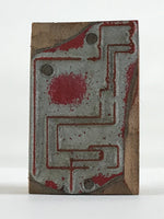 Japanese Wooden Stamp Hanko Inkan Vtg Metal Seal Textile Products Mark Lines HS1