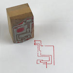 Japanese Wooden Stamp Hanko Inkan Vtg Metal Seal Textile Products Mark Lines HS1