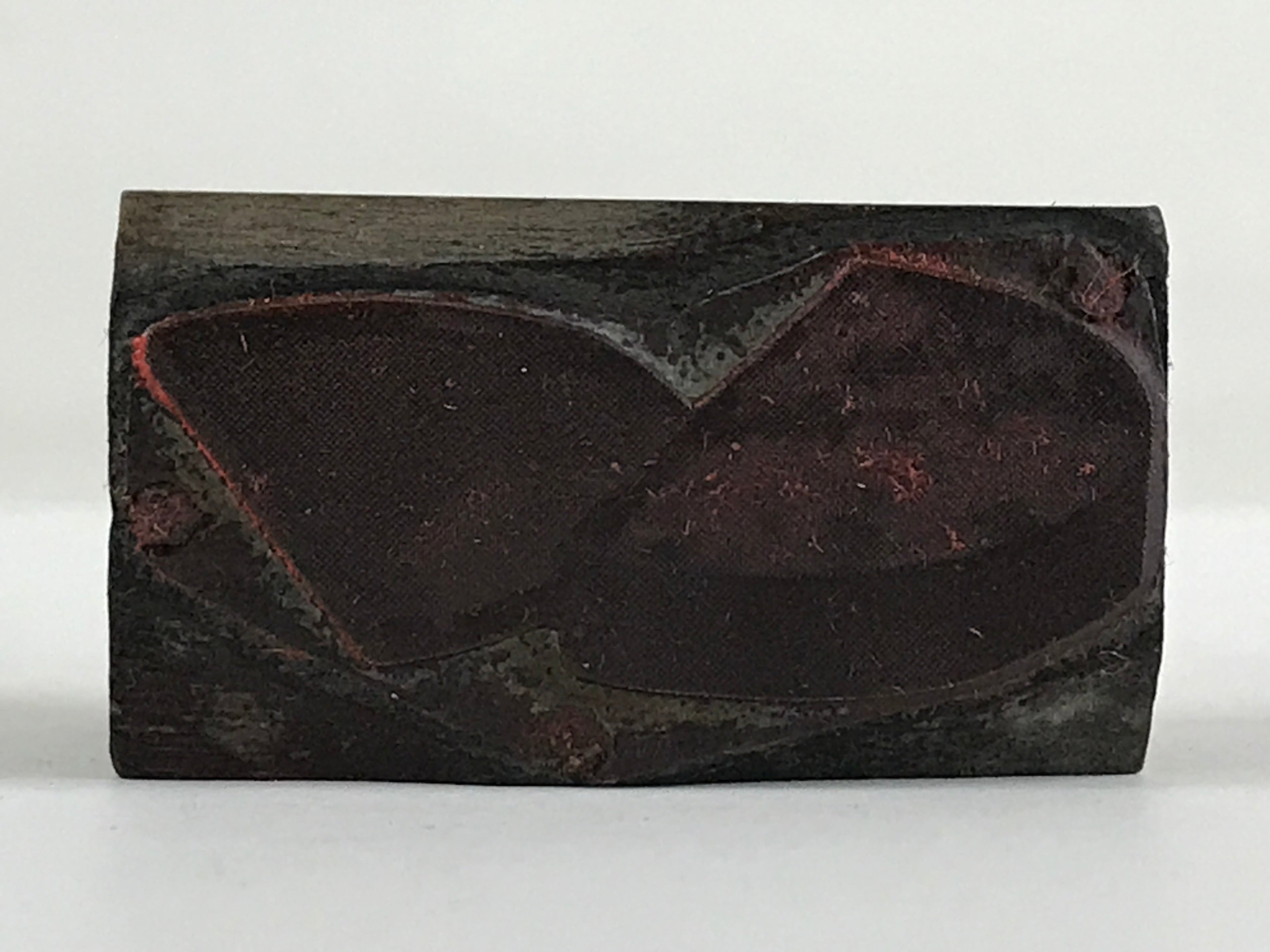 Japanese Wooden Stamp Seal Hanko Inkan Vtg Metal Fish-Shape Office Supplies HS10