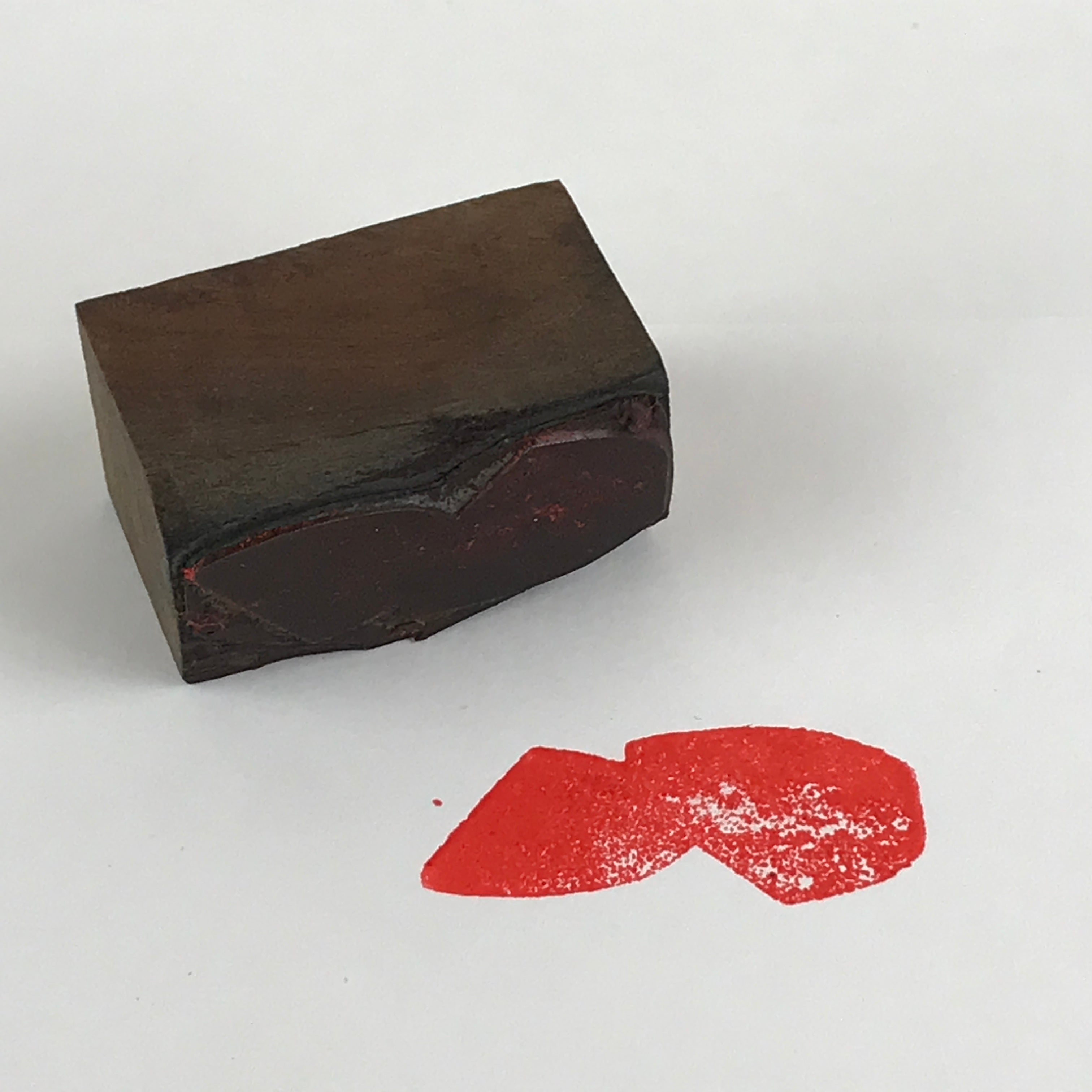 Japanese Wooden Stamp Seal Hanko Inkan Vtg Metal Fish-Shape Office Supplies HS10
