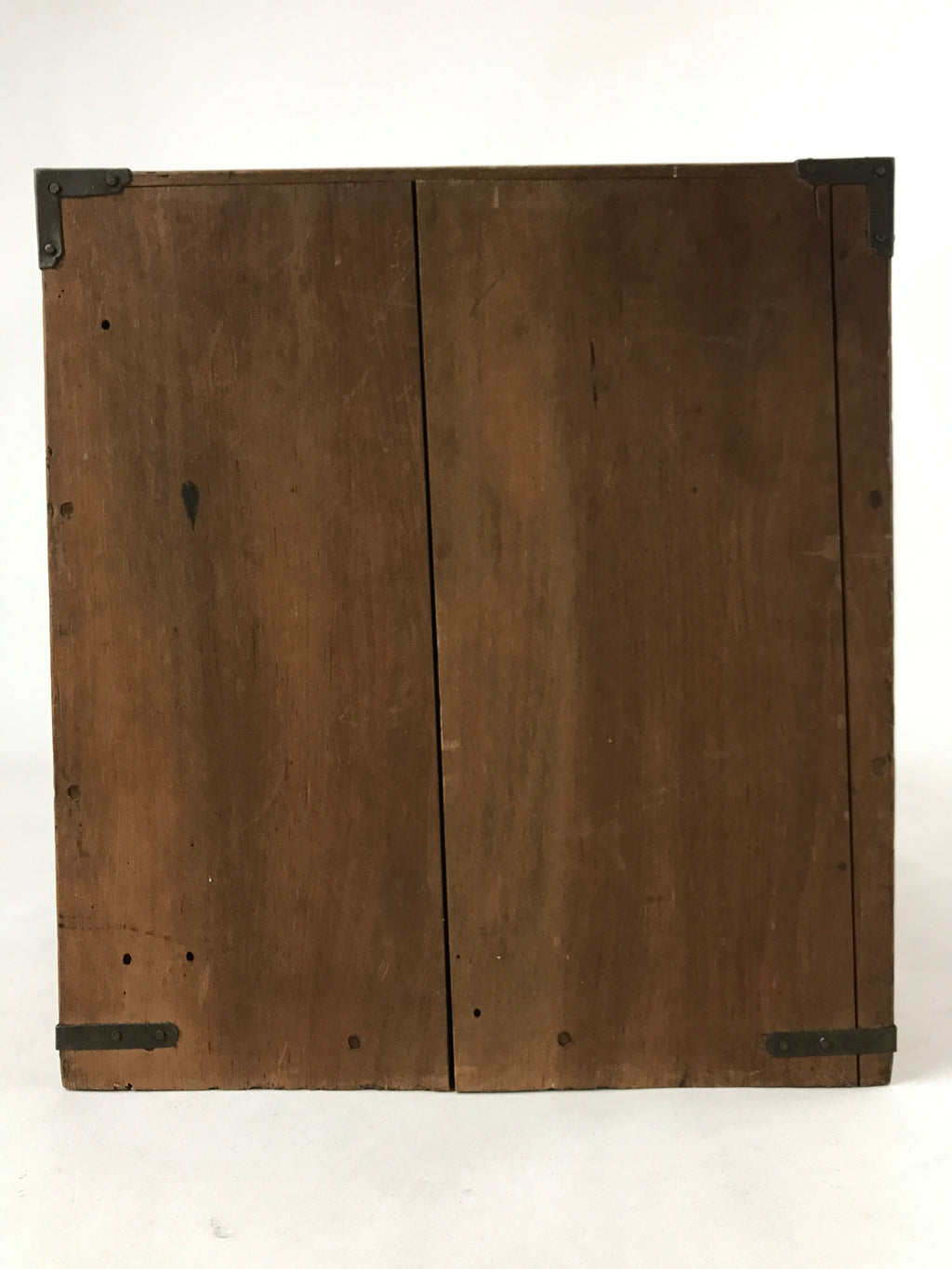 Japanese Wooden Storage Chest Vtg Large Lockbox Safe 2 Drawers Brown T363