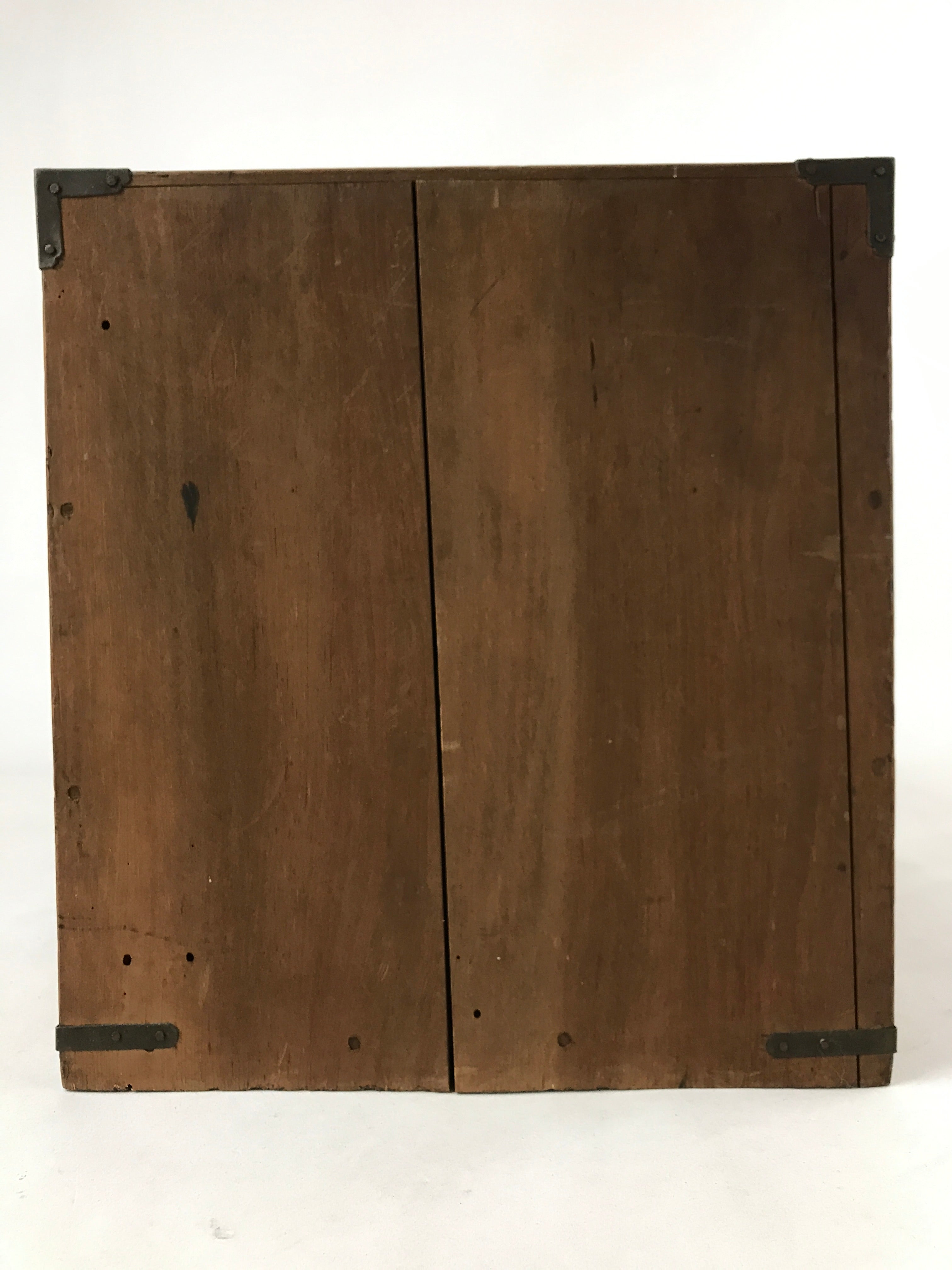 Japanese Wooden Storage Chest Vtg Large Lockbox Safe 2 Drawers Brown T363