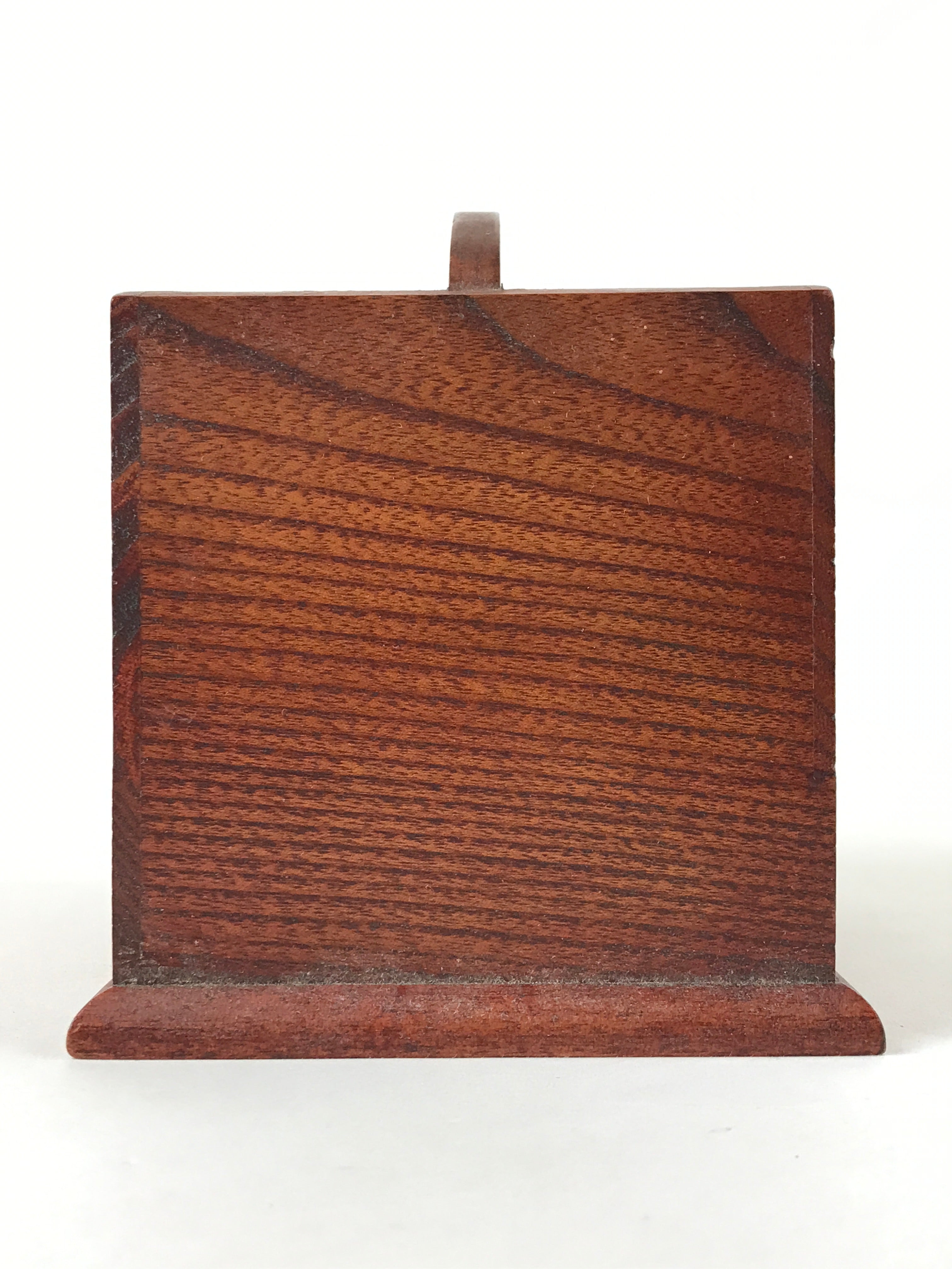 Japanese Wooden Tabletop Organizer Box Vtg Carrier Handle 1 Drawer Sakura JK624