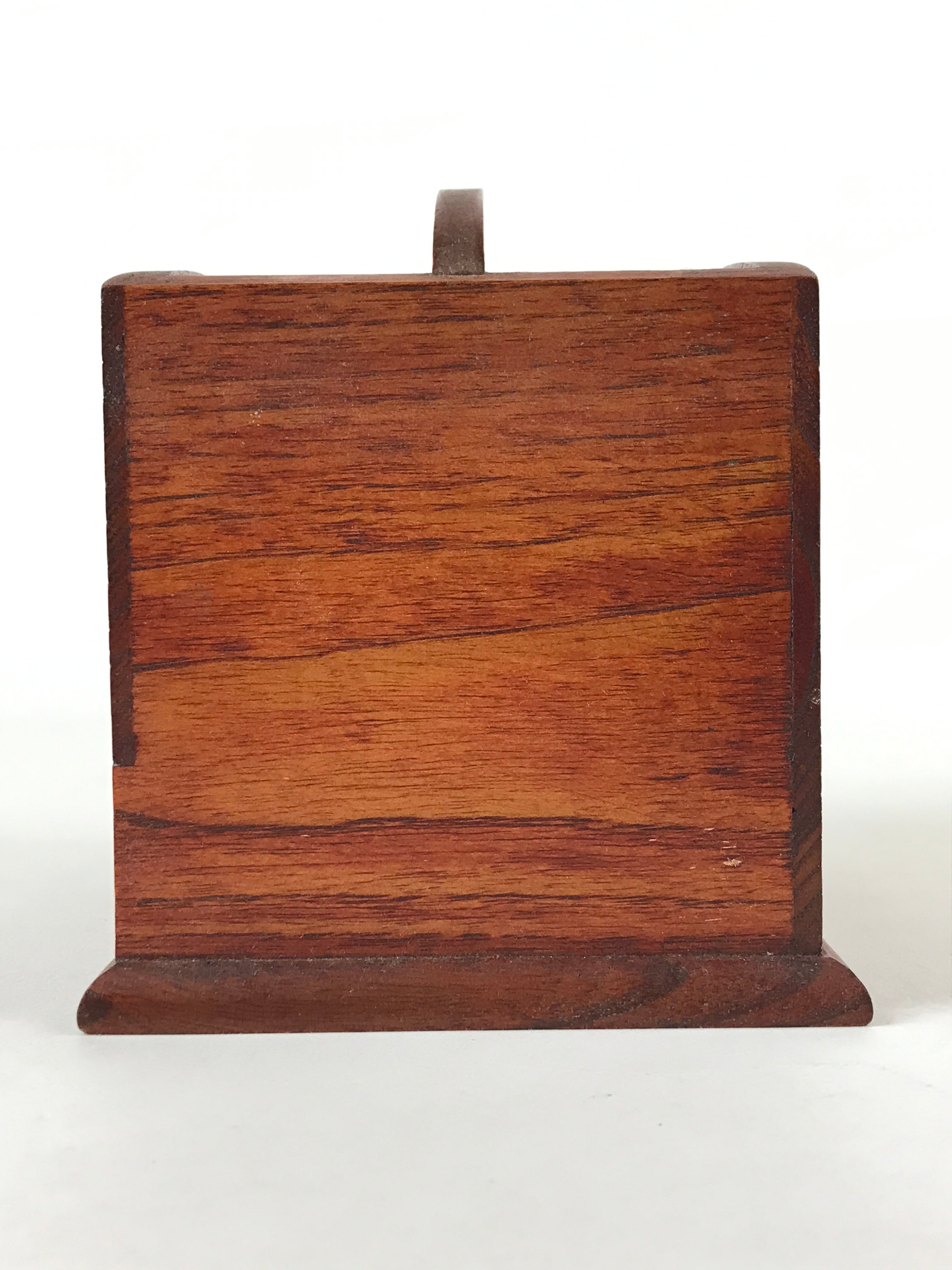 Japanese Wooden Tabletop Organizer Box Vtg Carrier Handle 1 Drawer Sakura JK624