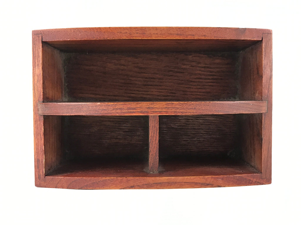 Japanese Wooden Tabletop Organizer Box Vtg Carrier Handle 1 Drawer Sakura JK624