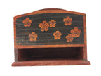 Japanese Wooden Tabletop Organizer Box Vtg Carrier Handle 1 Drawer Sakura JK624