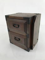 Japanese Wooden Tansu Storage Chest Bookshelf Vtg Trinket Box 2 Drawers T371
