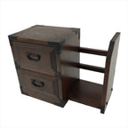 Japanese Wooden Tansu Storage Chest Bookshelf Vtg Trinket Box 2 Drawers T371
