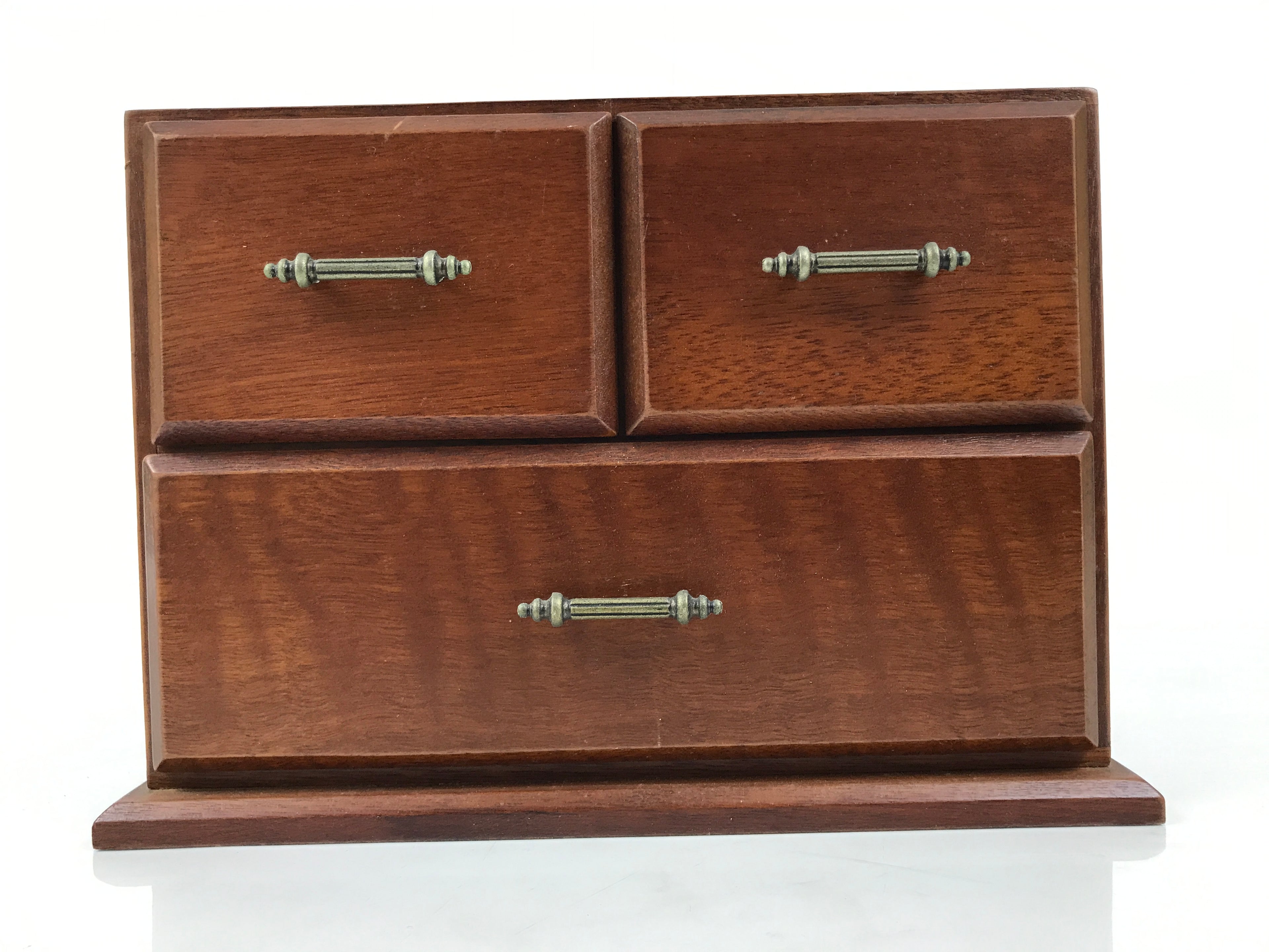 Japanese Wooden Tansu Storage Chest Haribako Vtg Sewing Box 3 Drawers Brown T415