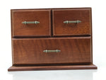 Japanese Wooden Tansu Storage Chest Haribako Vtg Sewing Box 3 Drawers Brown T415