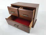 Japanese Wooden Tansu Storage Chest Haribako Vtg Sewing Box 3 Drawers Brown T415