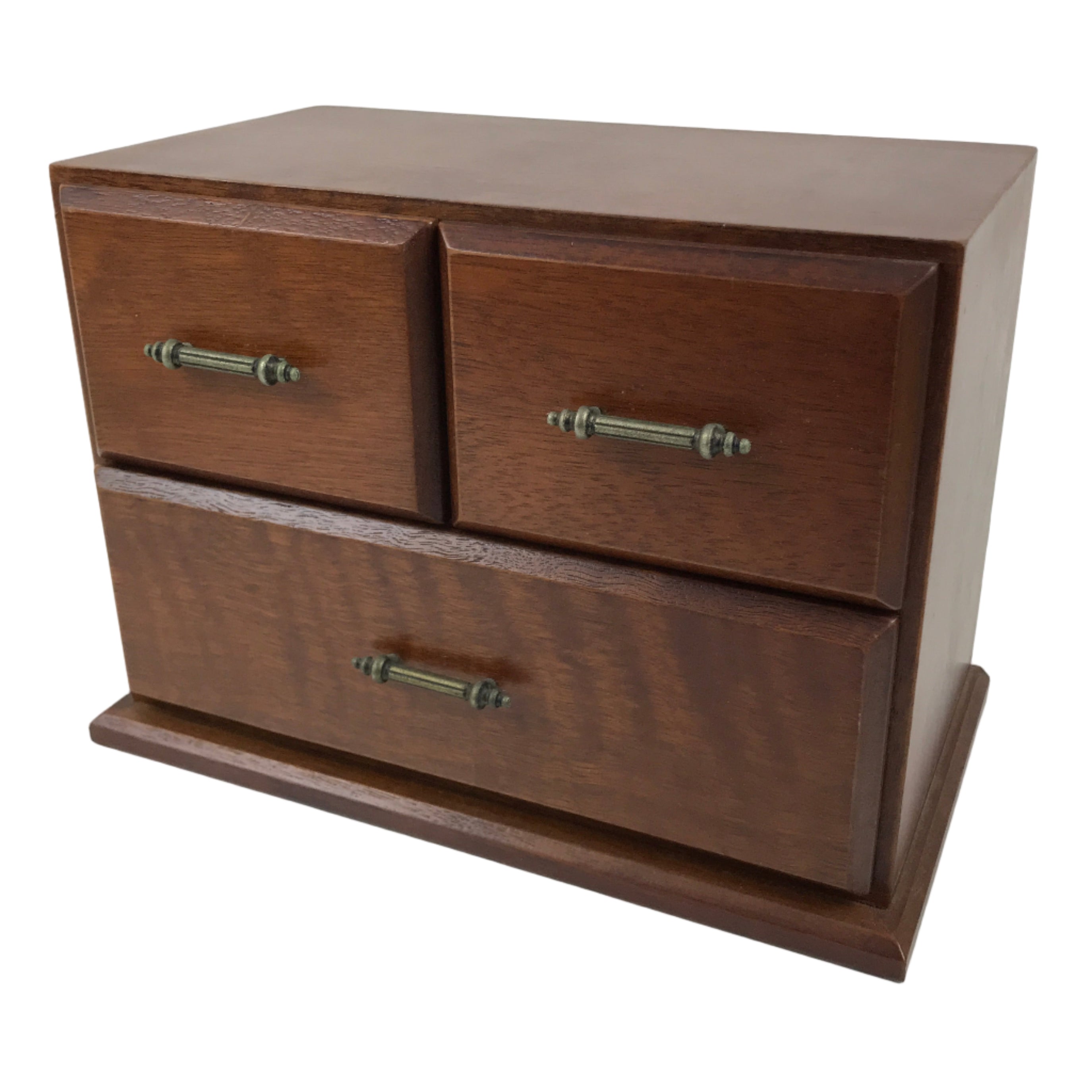 Japanese Wooden Tansu Storage Chest Haribako Vtg Sewing Box 3 Drawers Brown T415