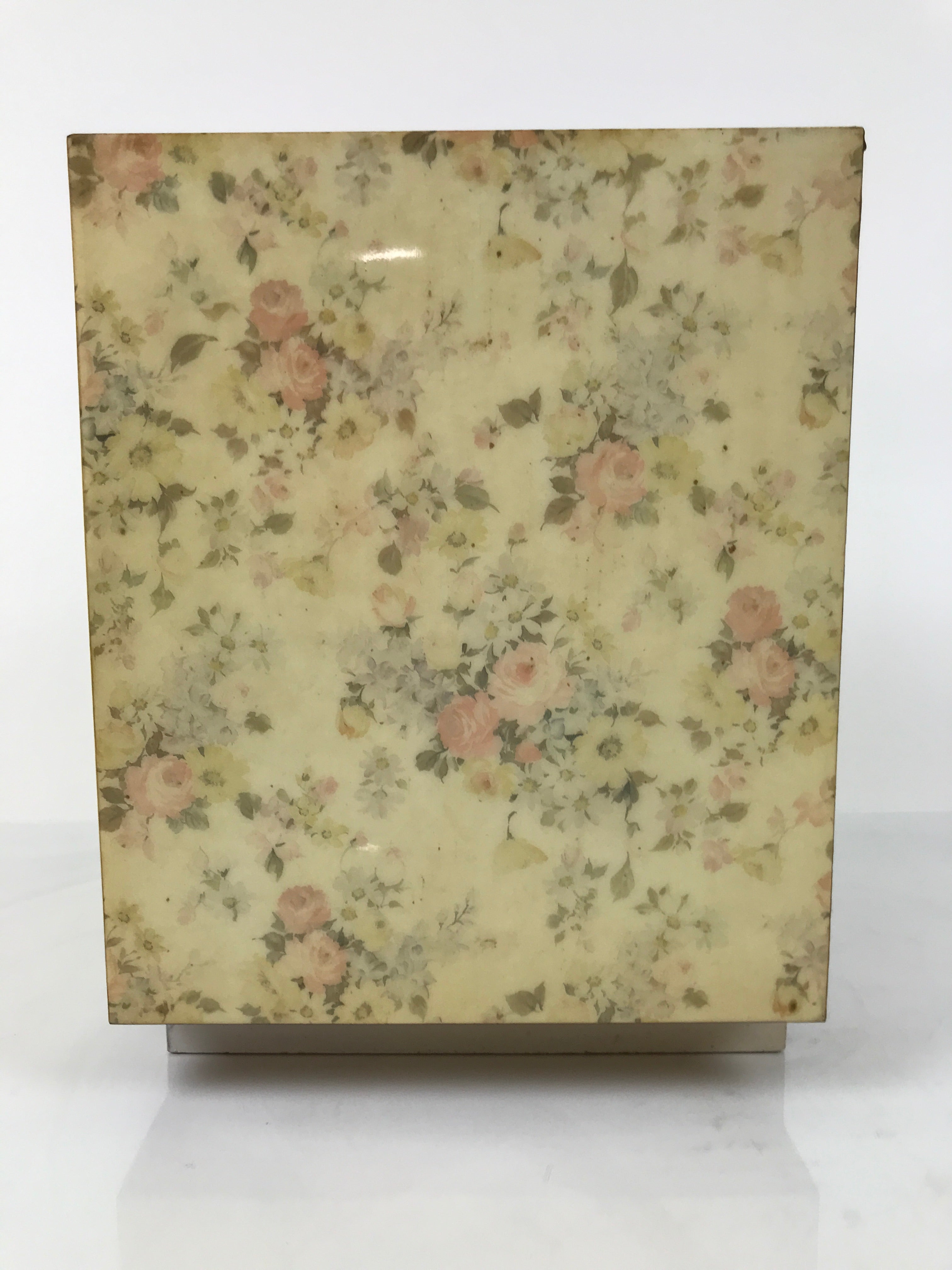 Japanese Wooden Tansu Storage Chest Haribako Vtg Sewing Box 4 Drawer Floral T411