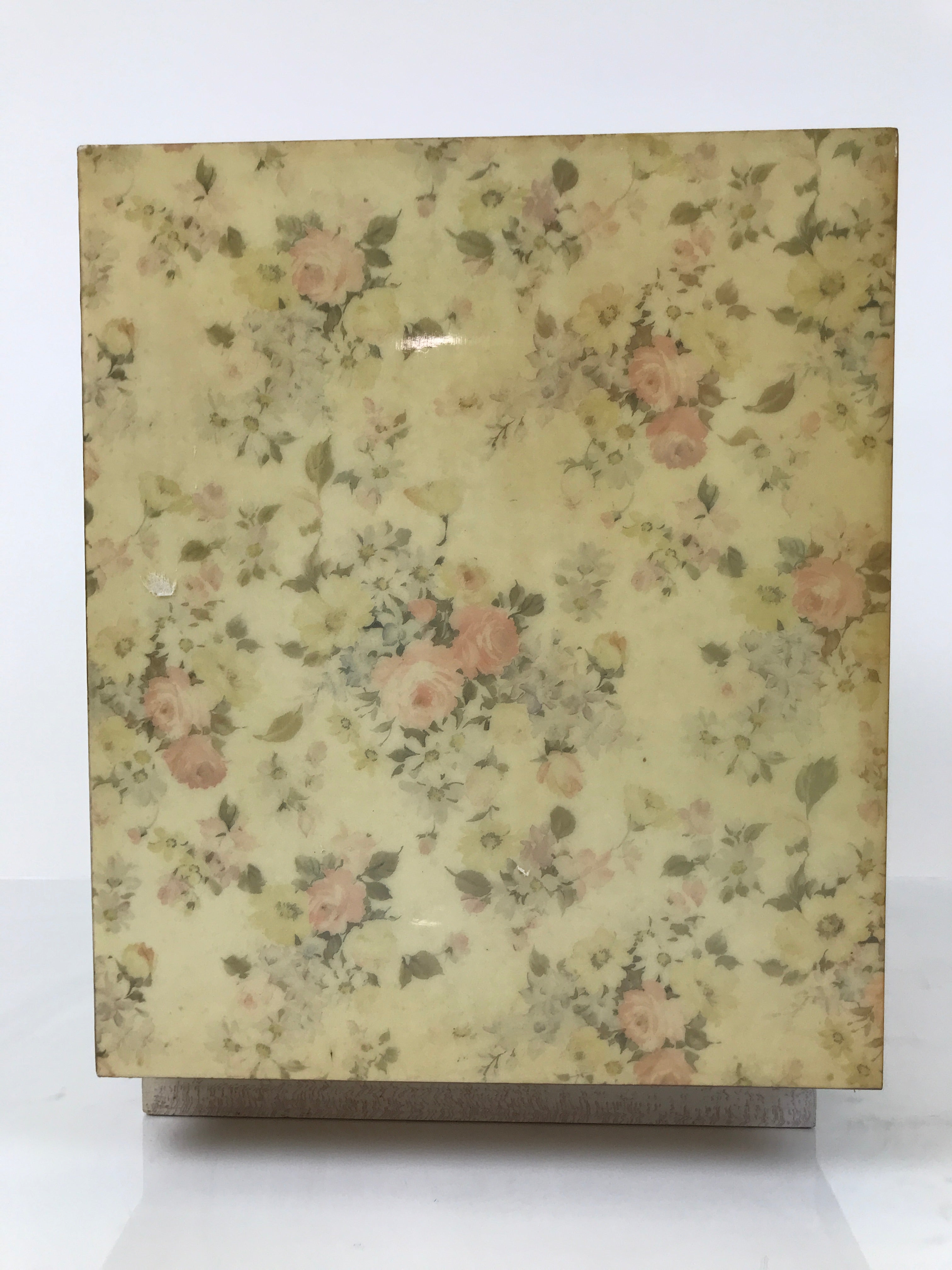 Japanese Wooden Tansu Storage Chest Haribako Vtg Sewing Box 4 Drawer Floral T411