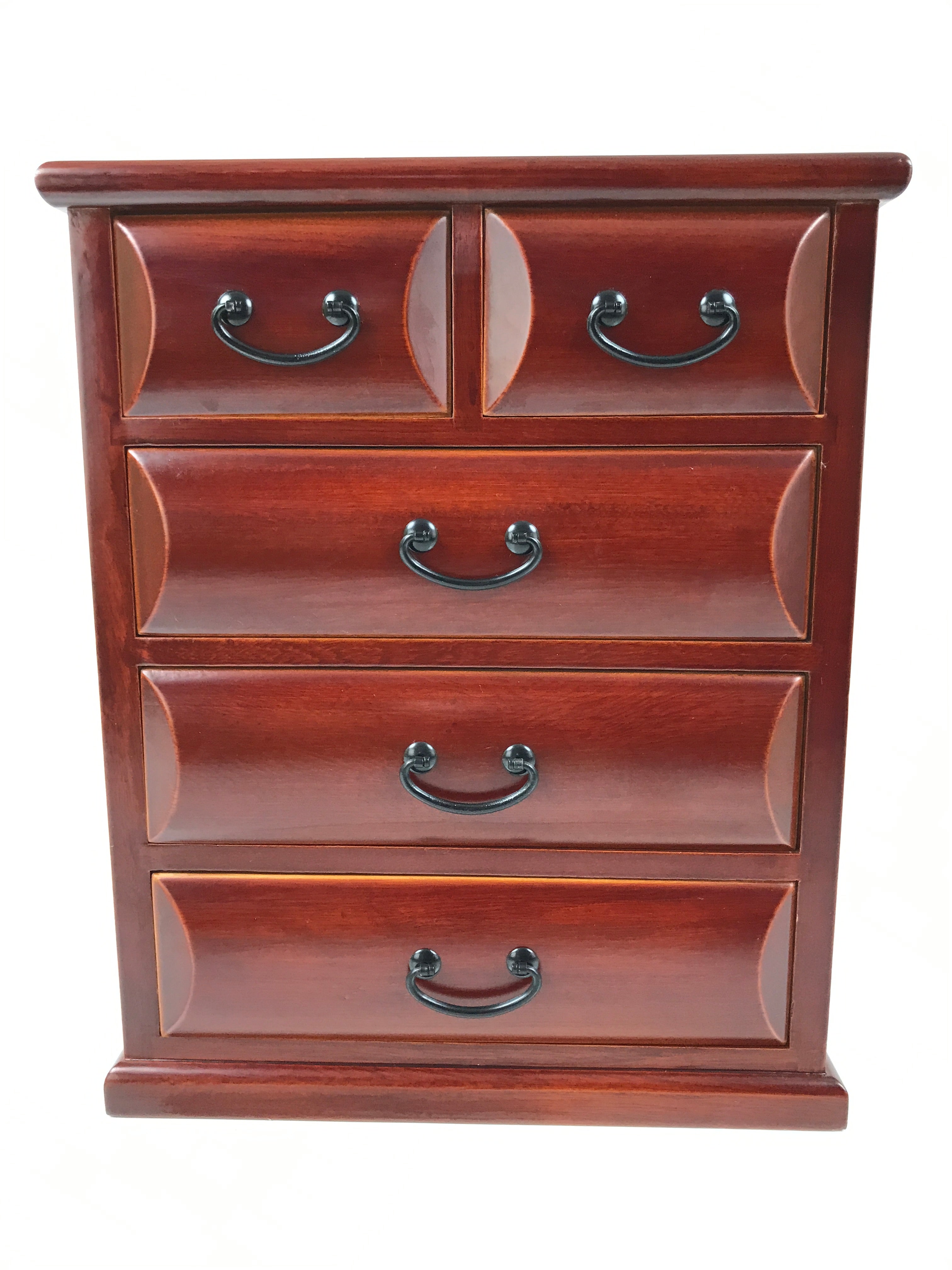 Japanese Wooden Tansu Storage Chest Haribako Vtg Sewing Box 5 Drawers Brown T413