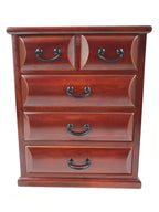 Japanese Wooden Tansu Storage Chest Haribako Vtg Sewing Box 5 Drawers Brown T413