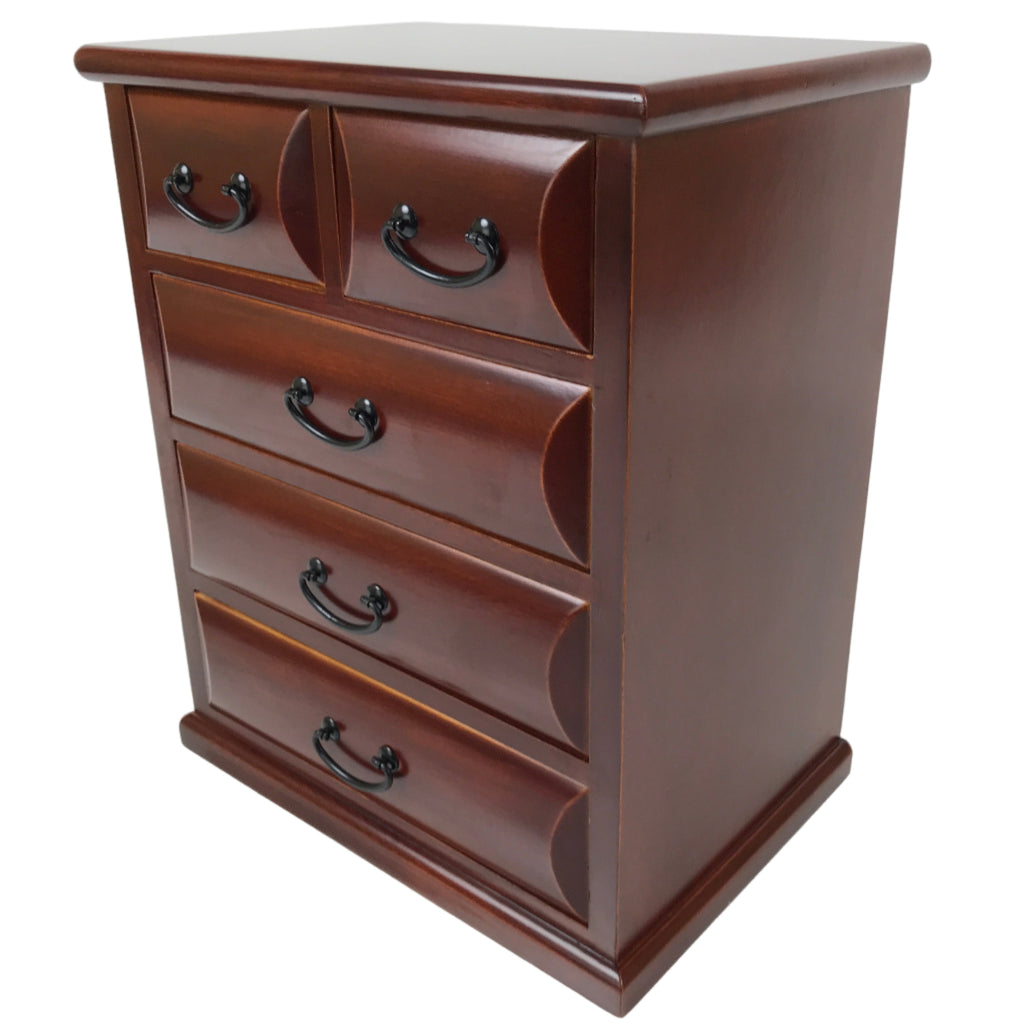 Japanese Wooden Tansu Storage Chest Haribako Vtg Sewing Box 5 Drawers Brown T413