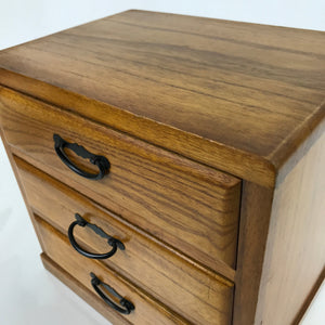 Japanese Wooden Tansu Storage Chest Vtg Haribako 3 Drawers Light Brown T379