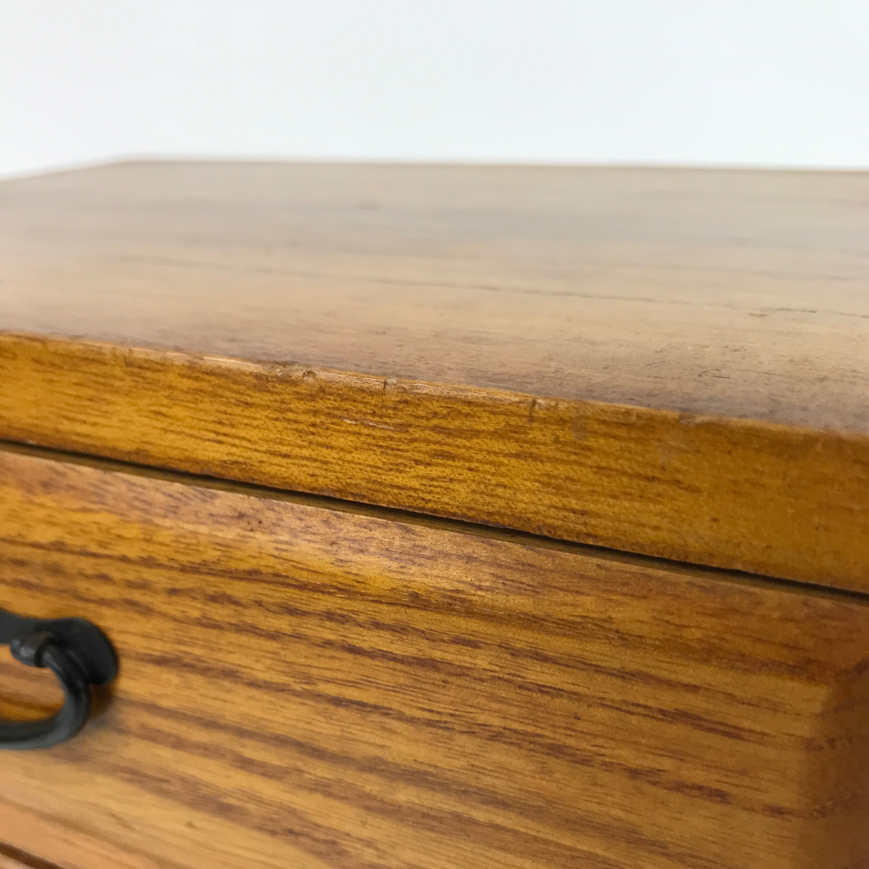 Japanese Wooden Tansu Storage Chest Vtg Haribako 3 Drawers Light Brown T379