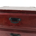 Japanese Wooden Tansu Storage Chest Vtg Haribako 3 Drawers Reddish Brown T377