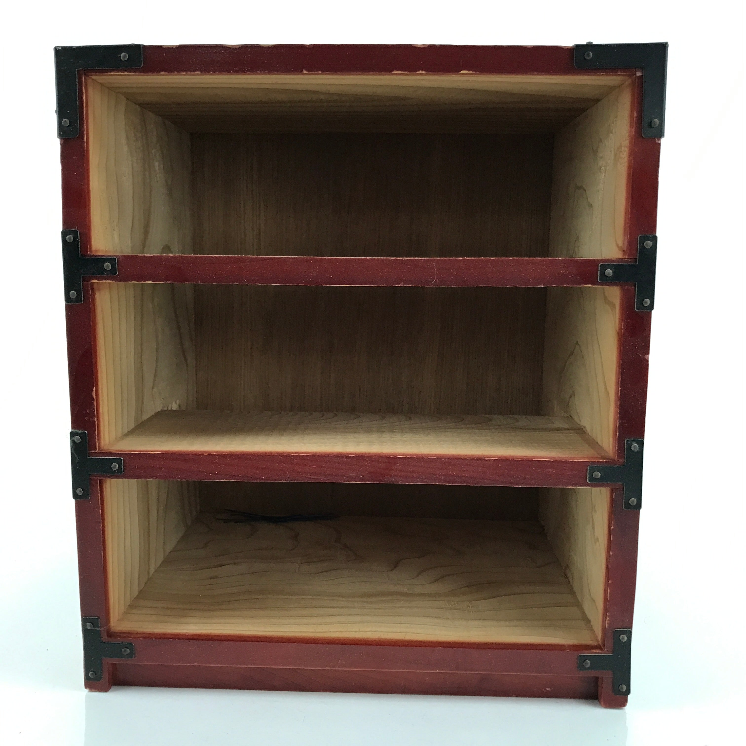 Japanese Wooden Tansu Storage Chest Vtg Haribako 3 Drawers Reddish Brown T377