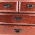 Japanese Wooden Tansu Storage Chest Vtg Haribako 4 Drawers Reddish Brown T380