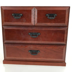 Japanese Wooden Tansu Storage Chest Vtg Haribako 4 Drawers Reddish Brown T380