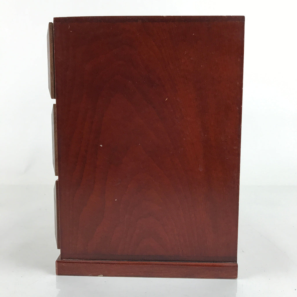 Japanese Wooden Tansu Storage Chest Vtg Haribako 4 Drawers Reddish Brown T380