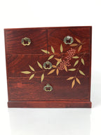 Japanese Wooden Tansu Storage Chest Vtg Haribako Four Drawers Makie Nanten T414