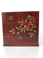 Japanese Wooden Tansu Storage Chest Vtg Haribako Four Drawers Makie Nanten T414