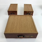 Japanese Wooden Tansu Storage Chest Vtg Haribako Makie Floral 3 Drawers T381