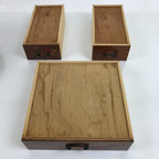 Japanese Wooden Tansu Storage Chest Vtg Haribako Three Drawers Makie Floral T387