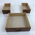 Japanese Wooden Tansu Storage Chest Vtg Haribako Three Drawers Makie Floral T387