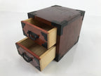 Japanese Wooden Tansu Storage Chest Vtg Haribako Trinket Box 2 Drawers T370