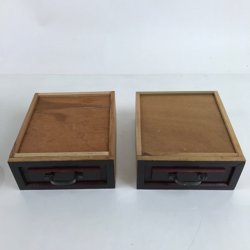 Japanese Wooden Tansu Storage Chest Vtg Haribako Trinket Box 2 Drawers T378