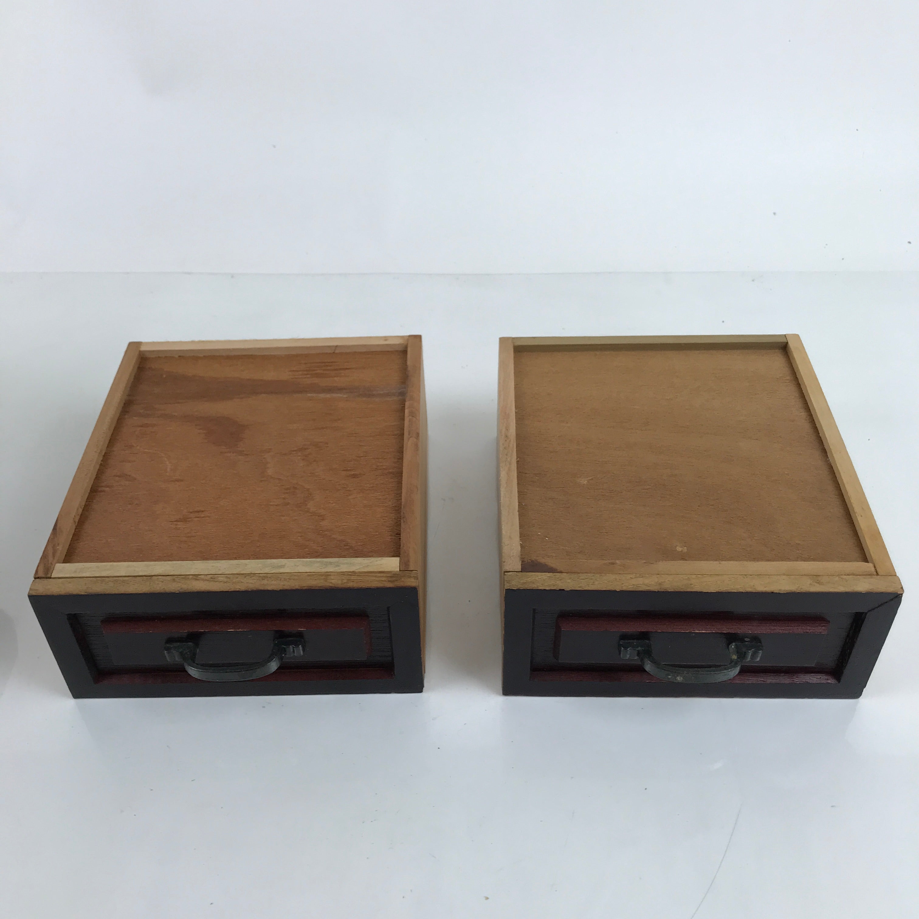 Japanese Wooden Tansu Storage Chest Vtg Haribako Trinket Box 2 Drawers T378