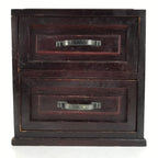 Japanese Wooden Tansu Storage Chest Vtg Haribako Trinket Box 2 Drawers T378